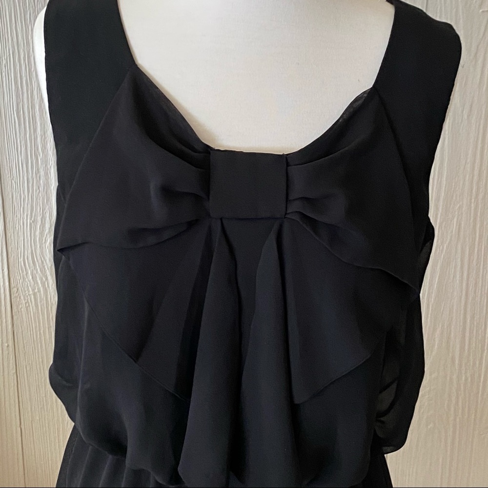 AB Studio Black Dress with Bow and Gathered Waist Size Small - Picture 9 of 14